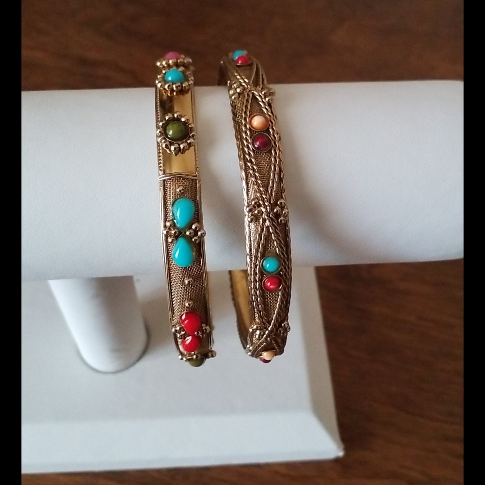2 Beautiful Cuff Slip On Bracelets Bangle - Picture 8 of 12
